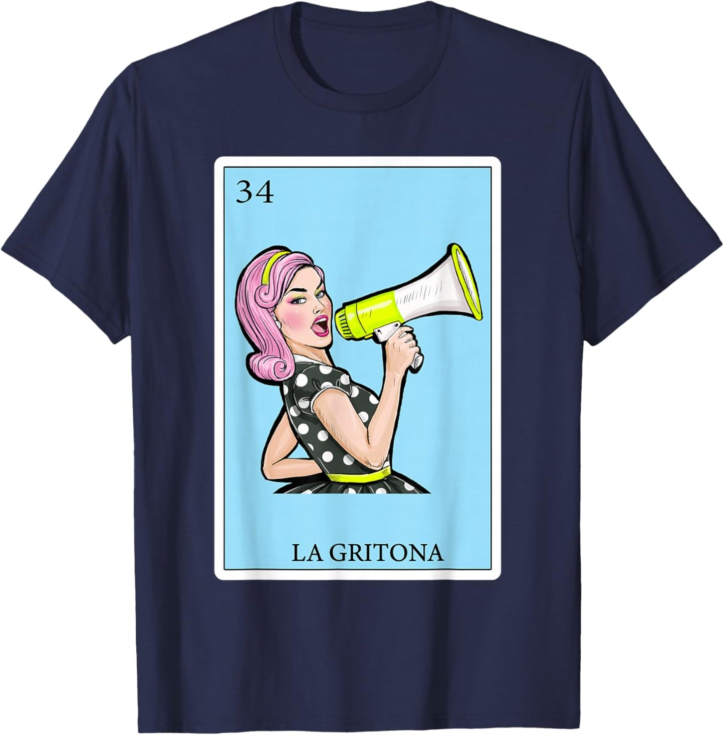 La Gritona Gifts Spanish-Mexican Bingo Card Latinas T-Shirt - T-Shirt | Navy