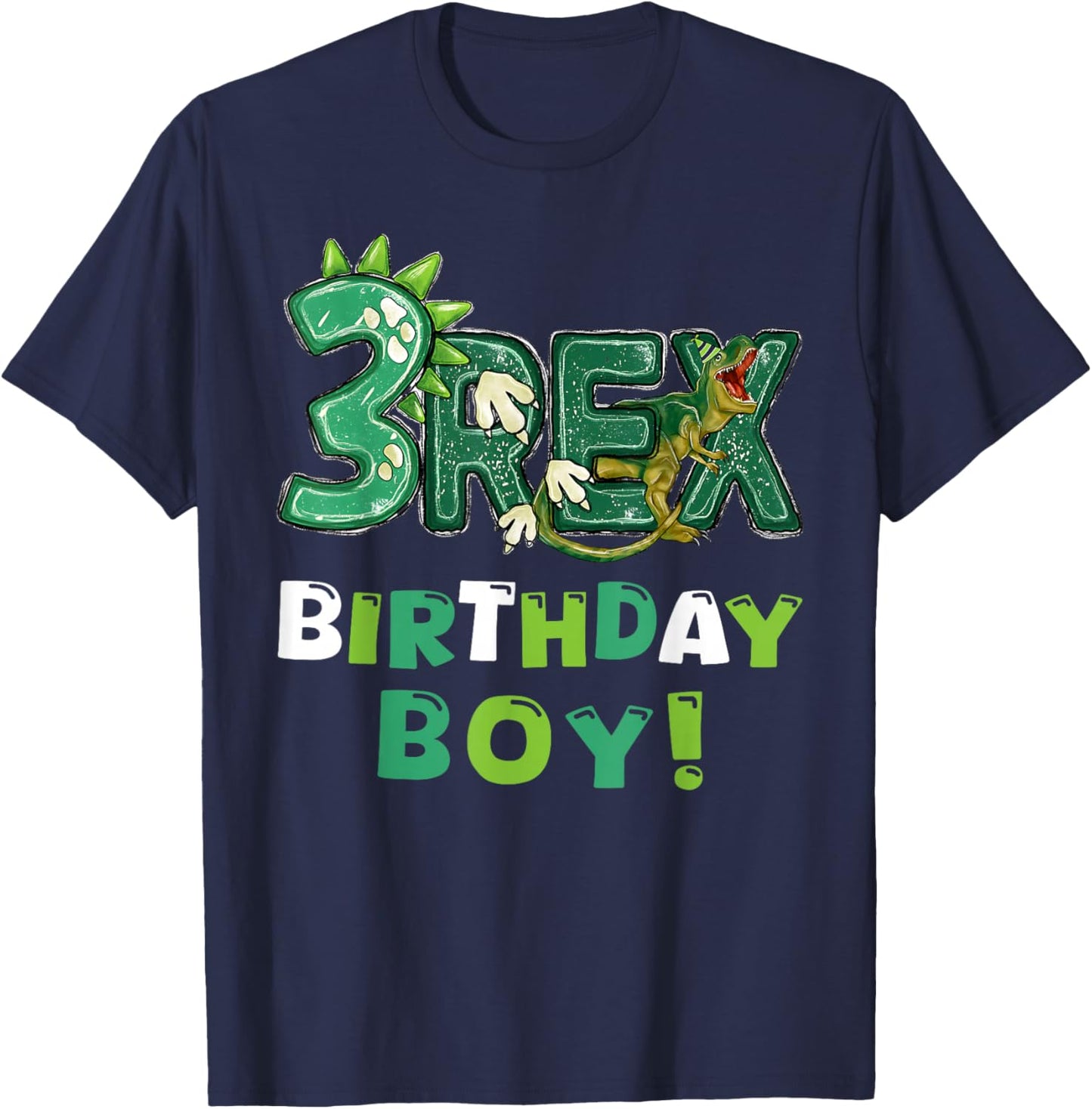 Three Rex 3rd Birthday Third Dinosaur 3 Year Old T-Shirt - T-Shirt | Navy
