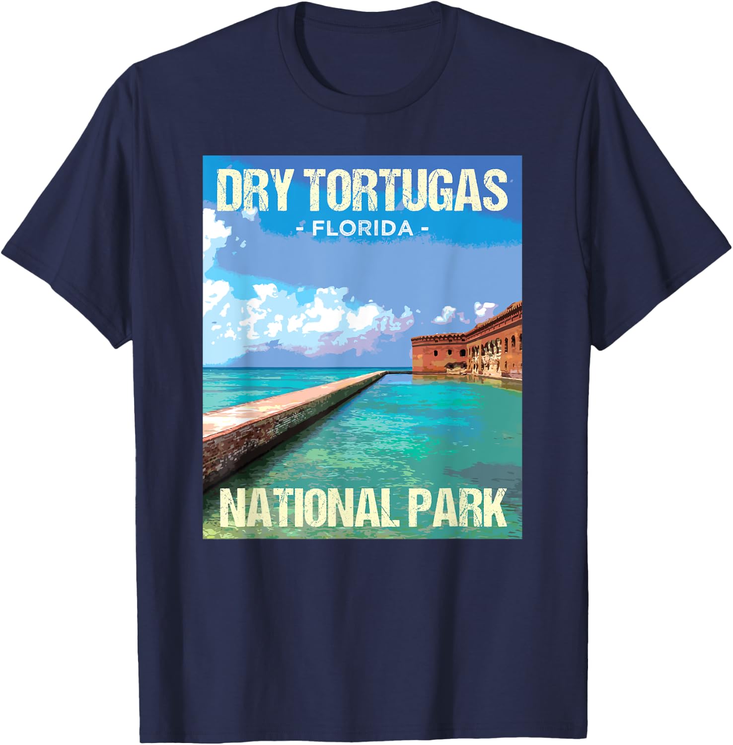 Dry Tortugas National Park Florida Poster Design T-Shirt - T-Shirt | Navy