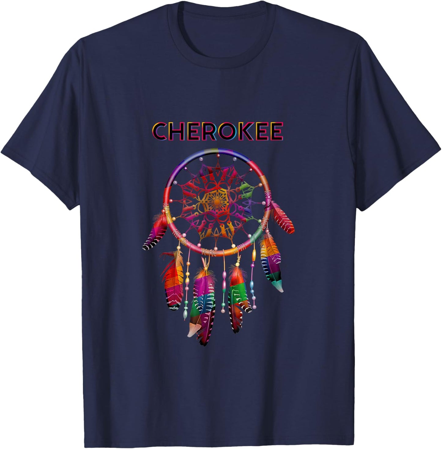 Cherokee Native American Indian Colorful Dreamcatcher Tribal T-Shirt - T-Shirt | Navy