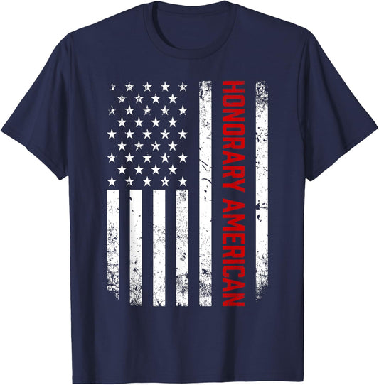 Honorary American US Flag 4th Of July American By Marriage T-Shirt - T-Shirt | Navy