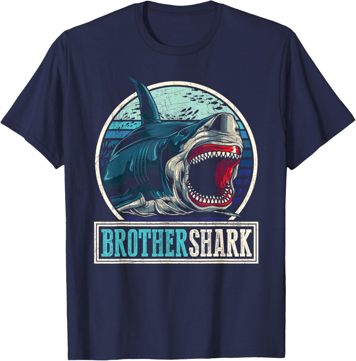 Retro Brother Aquarist Gift Animal Sea Monster Brother Shark T-Shirt - T-Shirt | Navy
