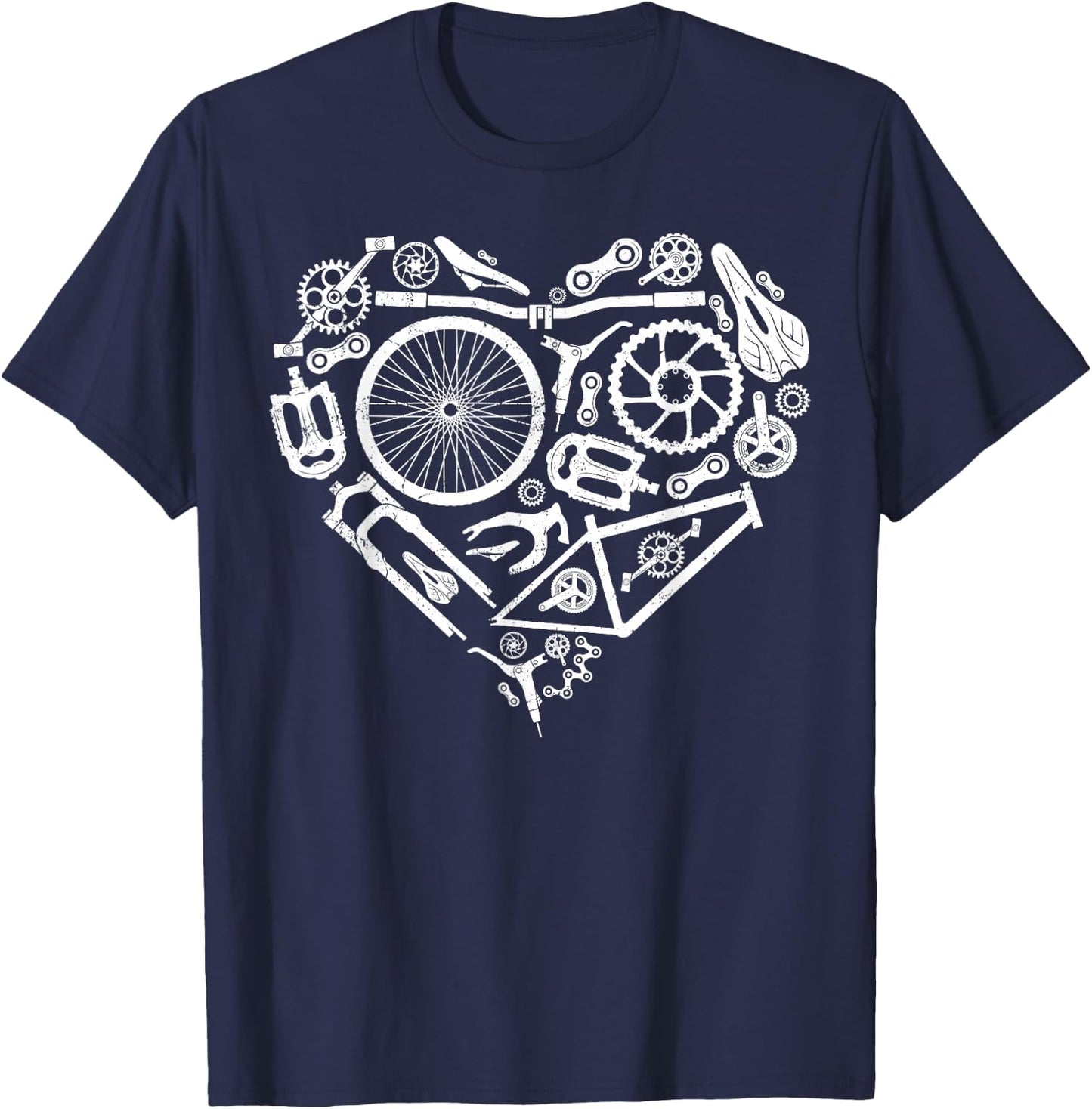 Enduro MTB Mountain Bike Riding Downhill Heart Bike Parts T-Shirt - T-Shirt | Navy
