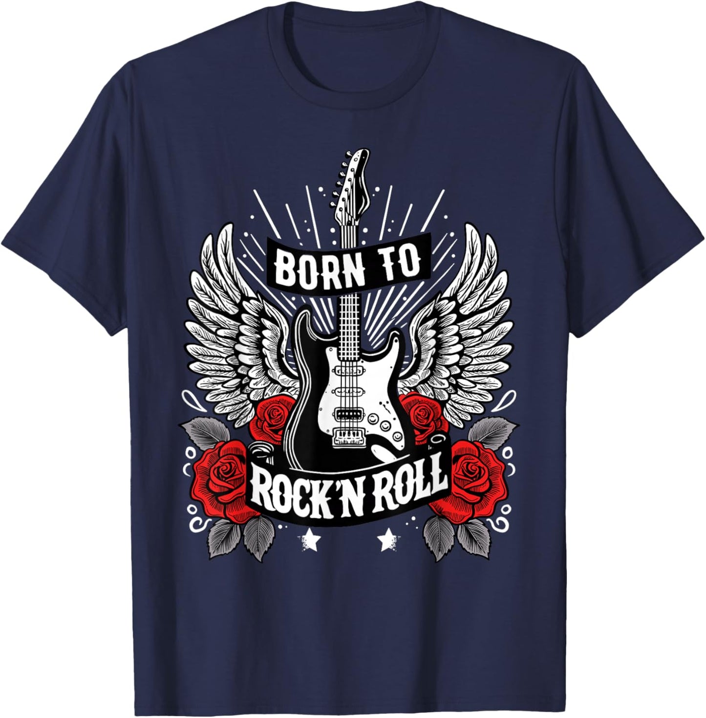 Born To Rock Lets Rock Vintage-Retro-Rock&Roll-Rockkonzert T-Shirt - T-Shirt | Navy