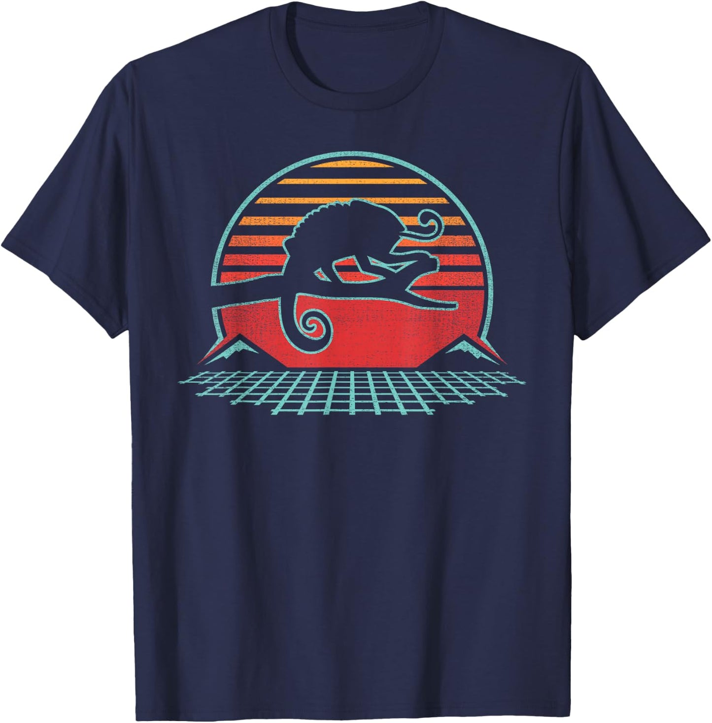 Chameleon Lover Reptile Retro Vintage 80s Style T-Shirt - T-Shirt | Navy