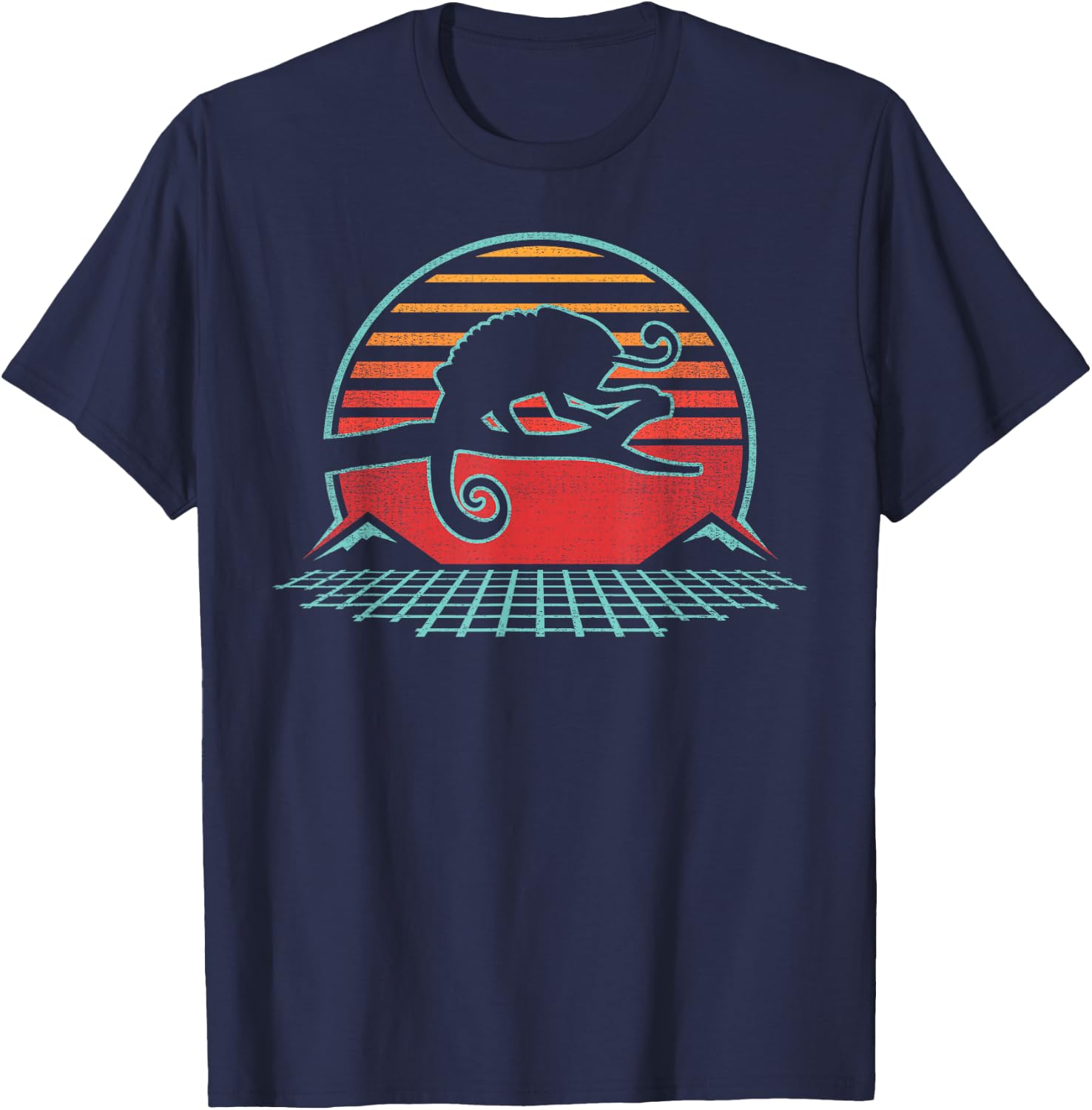 Chameleon Lover Reptile Retro Vintage 80s Style T-Shirt - T-Shirt | Navy