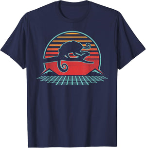 Chameleon Lover Reptile Retro Vintage 80s Style T-Shirt - T-Shirt | Navy