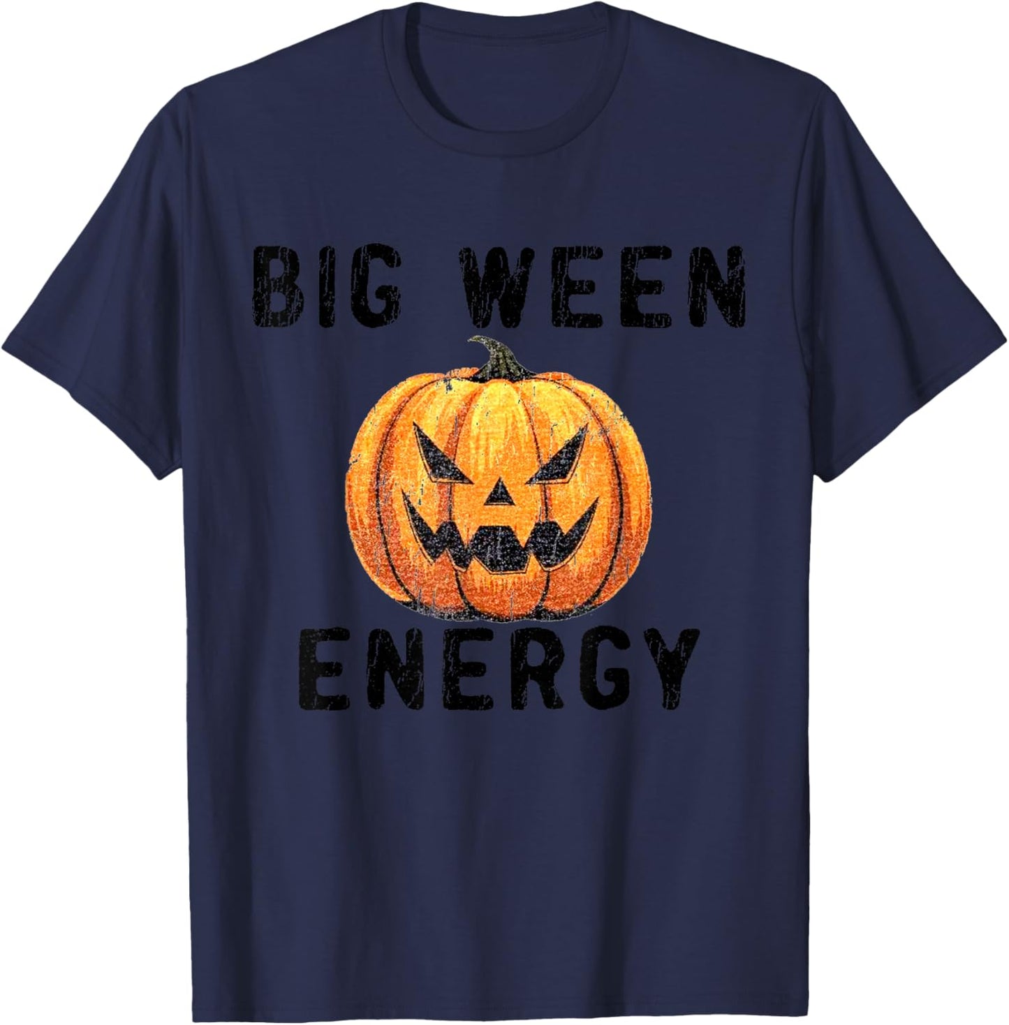 Big Ween Energy Spooky Pumpkin Face Halloween T-Shirt - T-Shirt | Navy