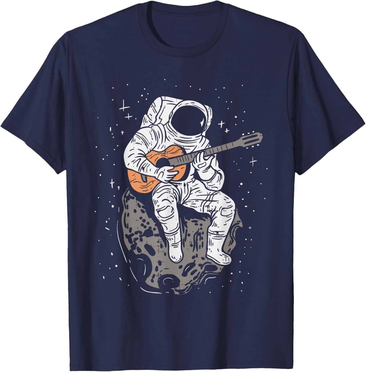 Astronaut Playin Guitar Shirt Galaxy Spaceman Guitarist Gift T-Shirt - T-Shirt | Navy
