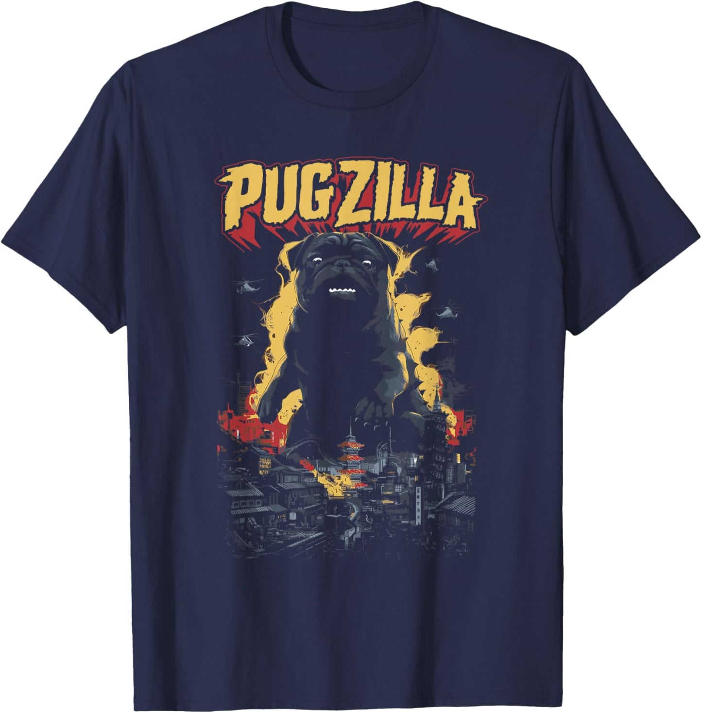 Pugzilla Funny Pug Lover Pug Owner T-Shirt - T-Shirt | Navy
