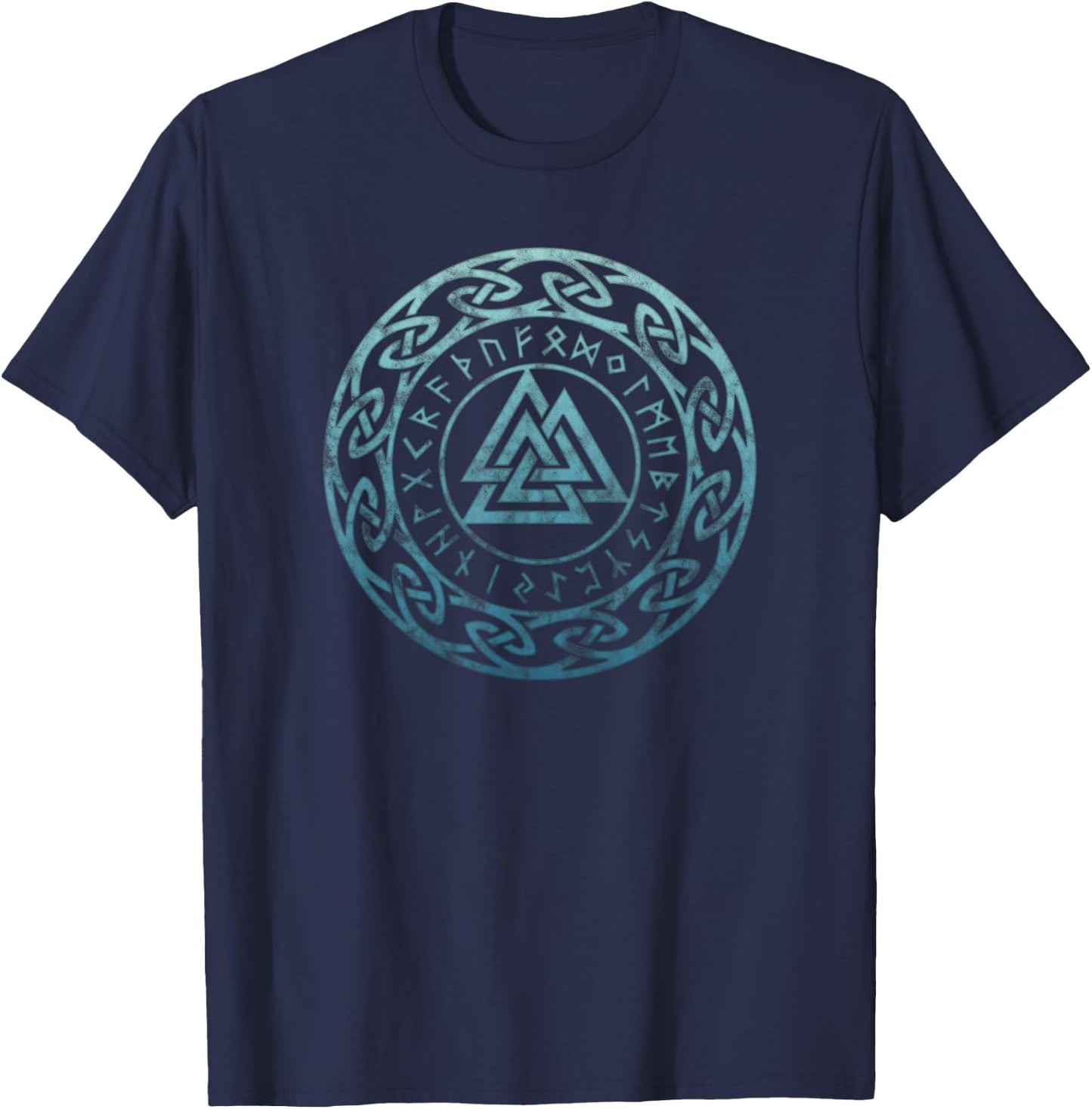 Valknut, Odin, Viking Symbol, Pagan Nordic Germanic T-Shirt - T-Shirt | Navy