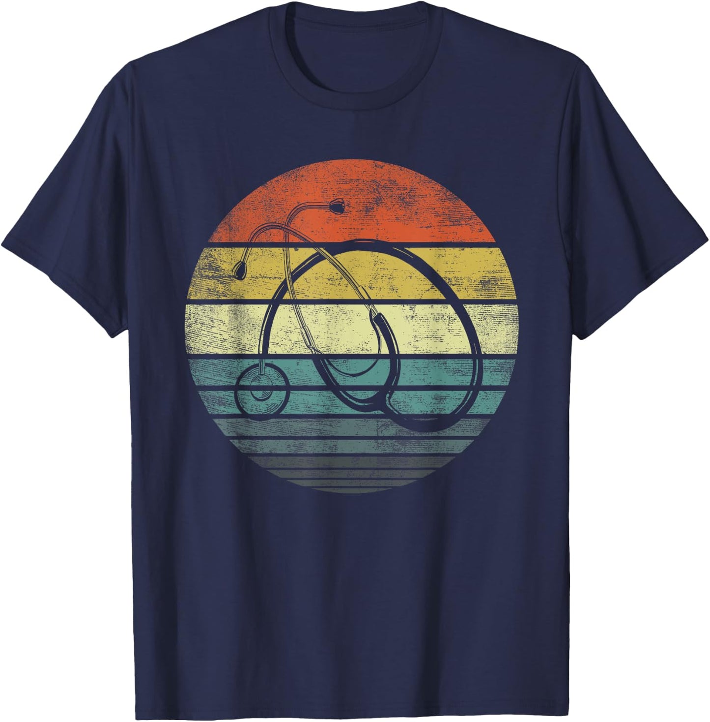 Funny Nurse Gifts Retro Vintage Doctor Stethoscope Nursing T-Shirt - T-Shirt | Navy