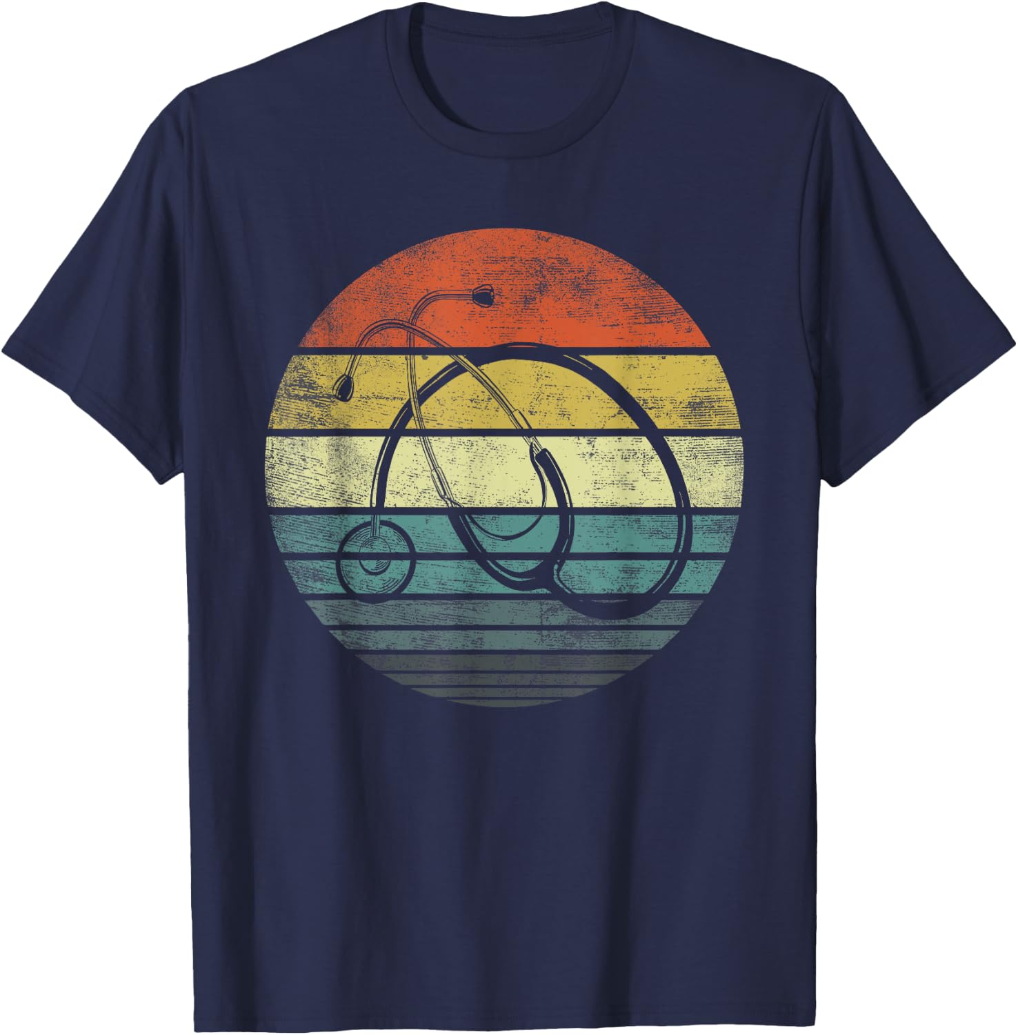 Funny Nurse Gifts Retro Vintage Doctor Stethoscope Nursing T-Shirt - T-Shirt | Navy
