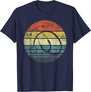 Funny Nurse Gifts Retro Vintage Doctor Stethoscope Nursing T-Shirt - T-Shirt | Navy
