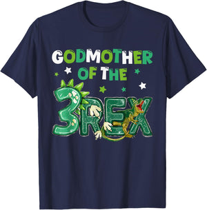 Godmother of the Three Rex Birthday Dinosaur Family Matching T-Shirt - T-Shirt | Navy