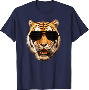 Kids Tiger Striped Black Sunglasses for Toddler, Boy, Girl T-Shirt - T-Shirt | Navy