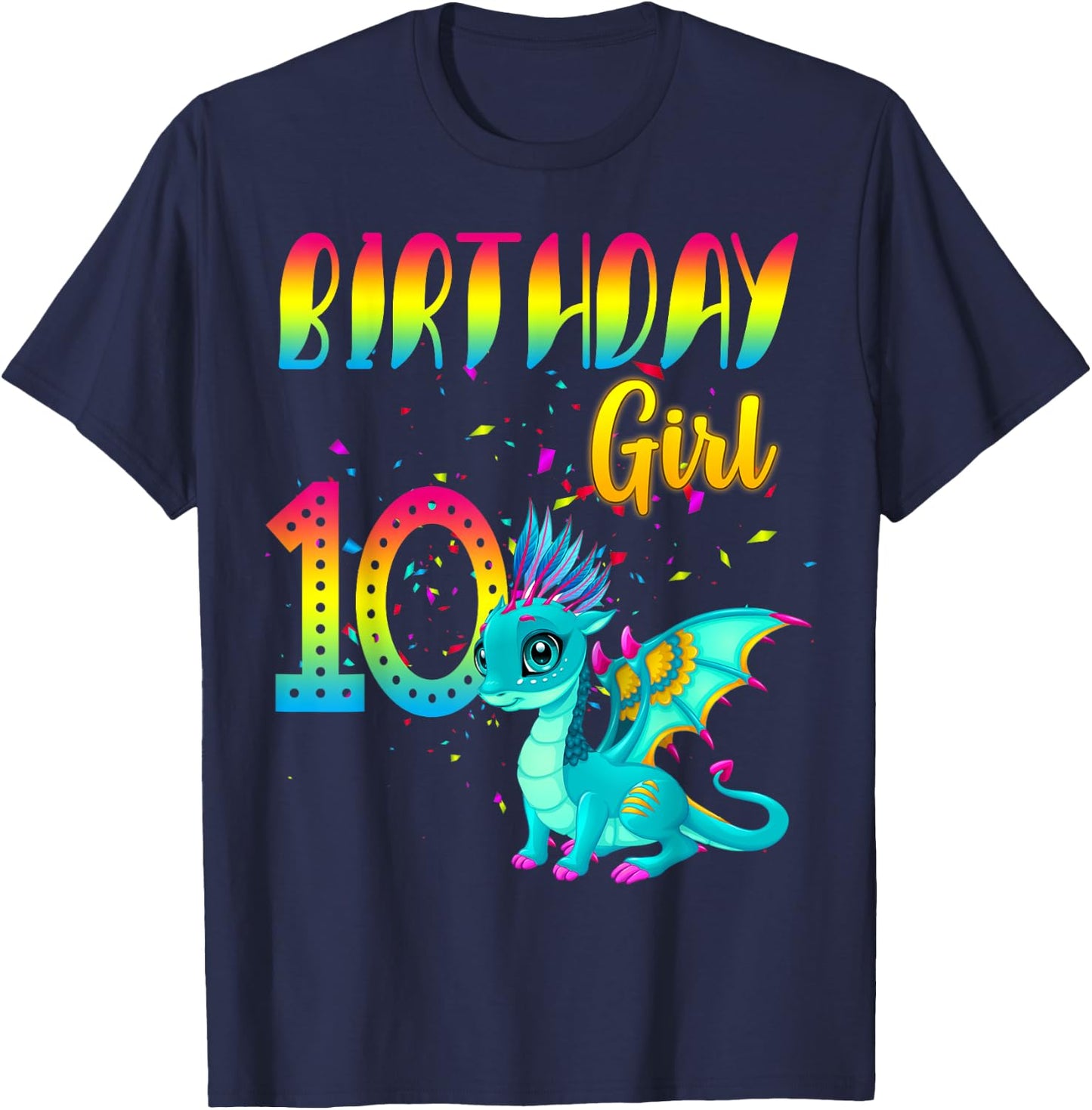 Birthday Girl Dragon 10 Theme Party Outfit T-Shirt - T-Shirt | Navy