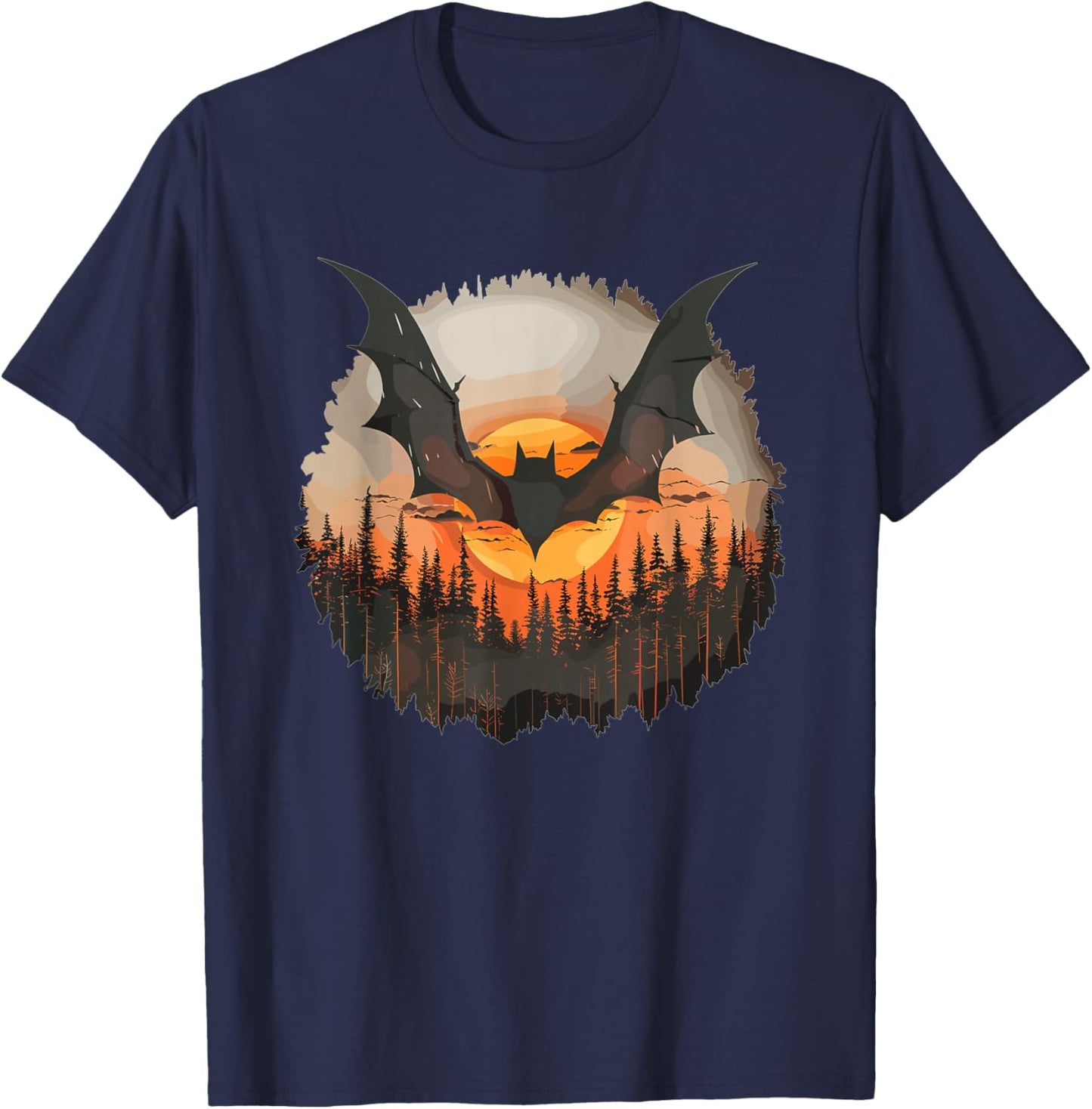 Aesthetic Bat in the Forest I Bat T-Shirt - T-Shirt | Navy