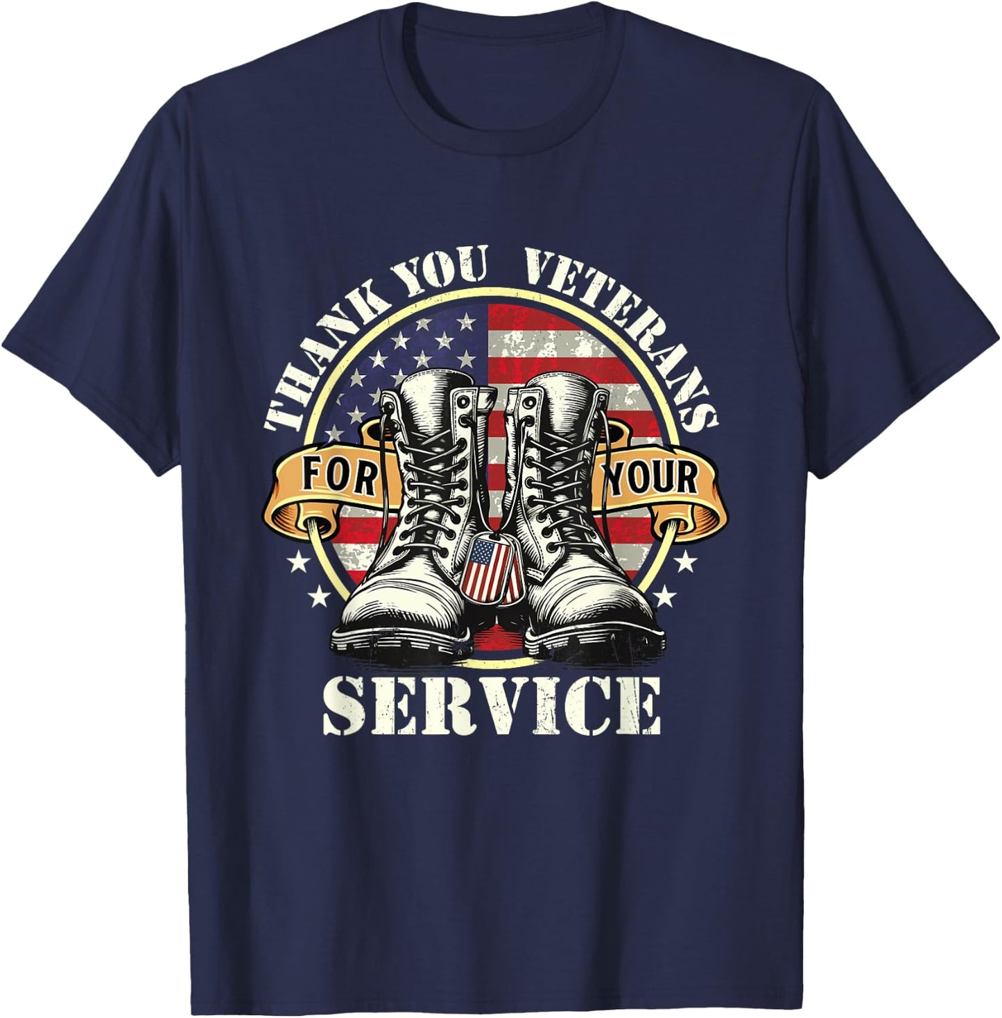 Veterans Day Shirts - Thank You Veterans For Your Service - Patriotic Military - -Adult - Black - Small - Short Sleeve T-Shirt - T-Shirt | Navy