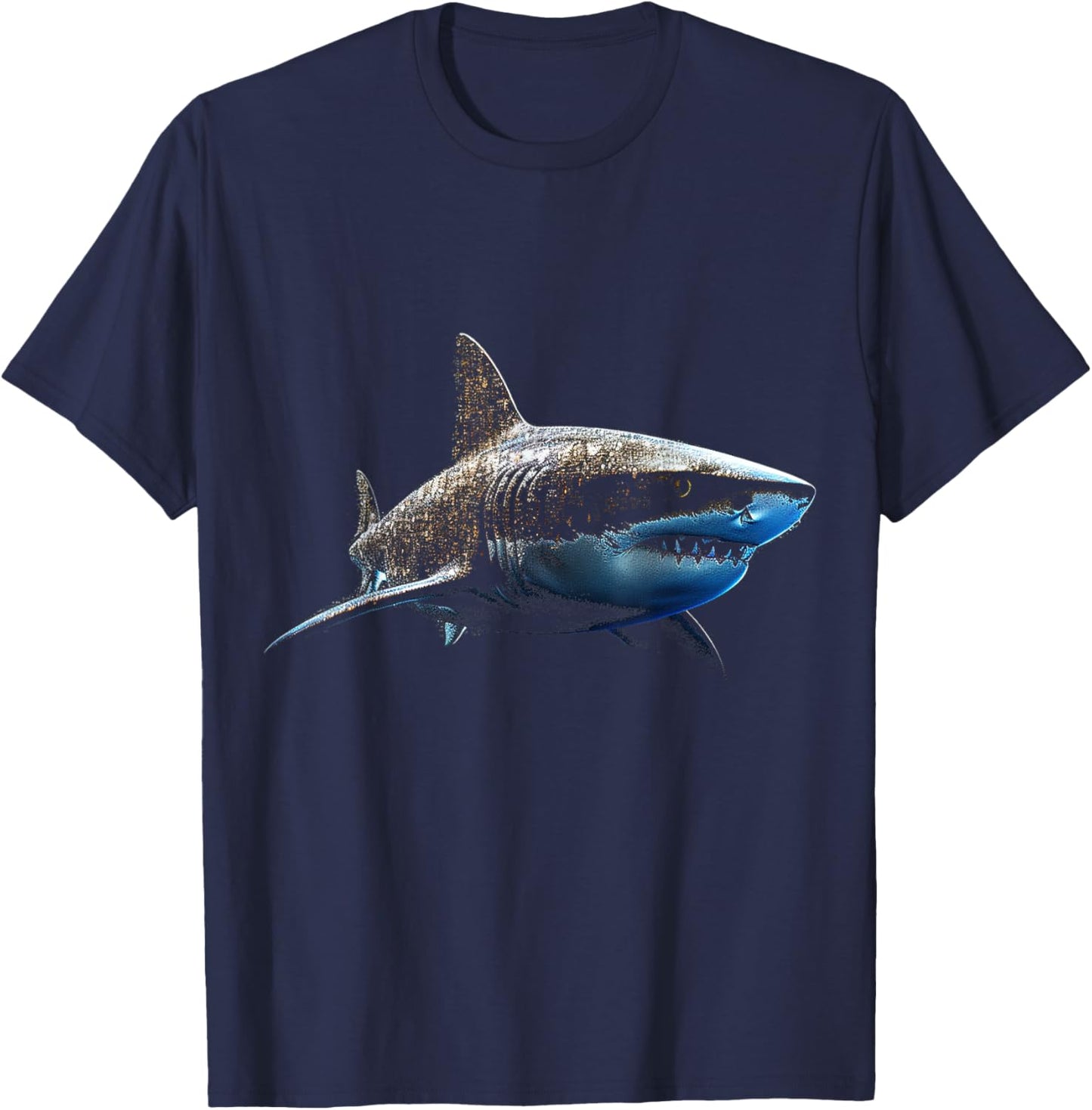 Shark Love Pixel Art Animal Illustration Graphic Shark T-Shirt - T-Shirt | Navy