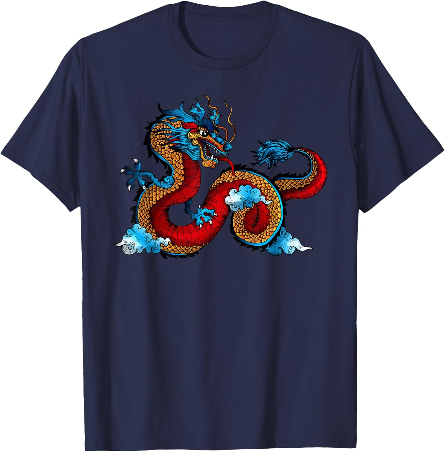 Beautiful Chinese Dragon in The Clouds Art T-Shirt - T-Shirt | Navy