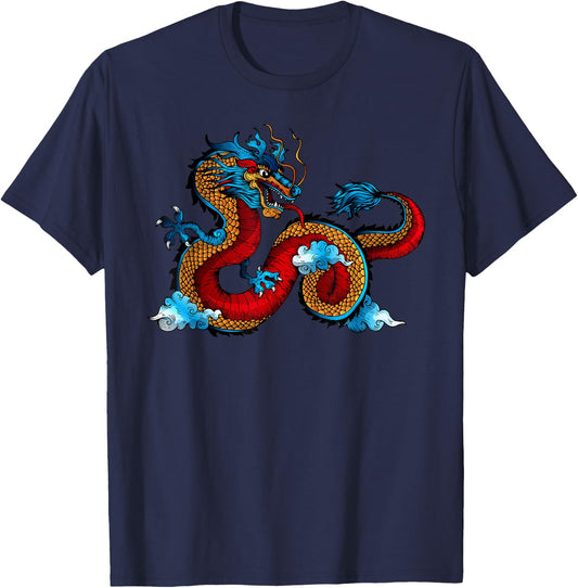 Beautiful Chinese Dragon in The Clouds Art T-Shirt - T-Shirt | Navy