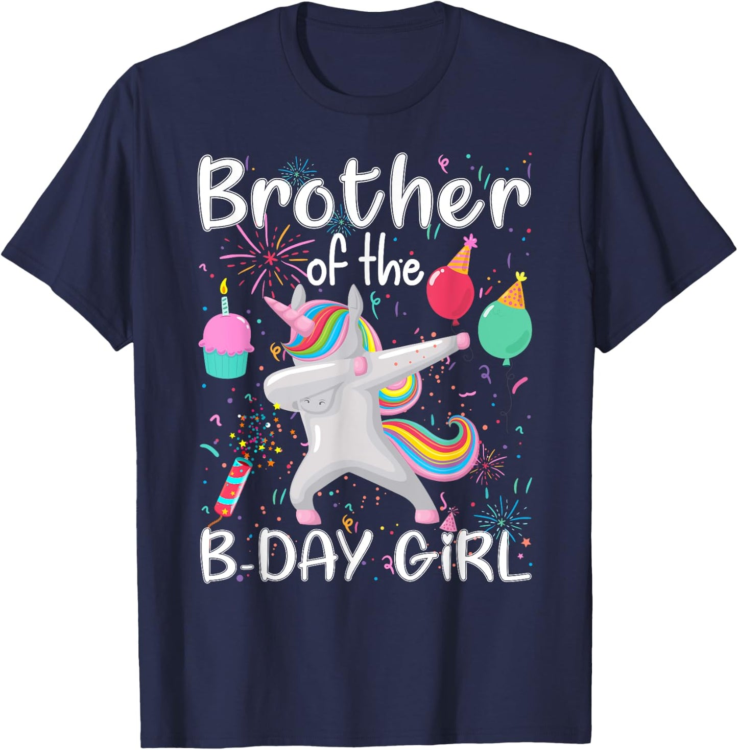 Brother of The Birthday Girl Unicorn Dabbing Party T-Shirt - T-Shirt | Navy