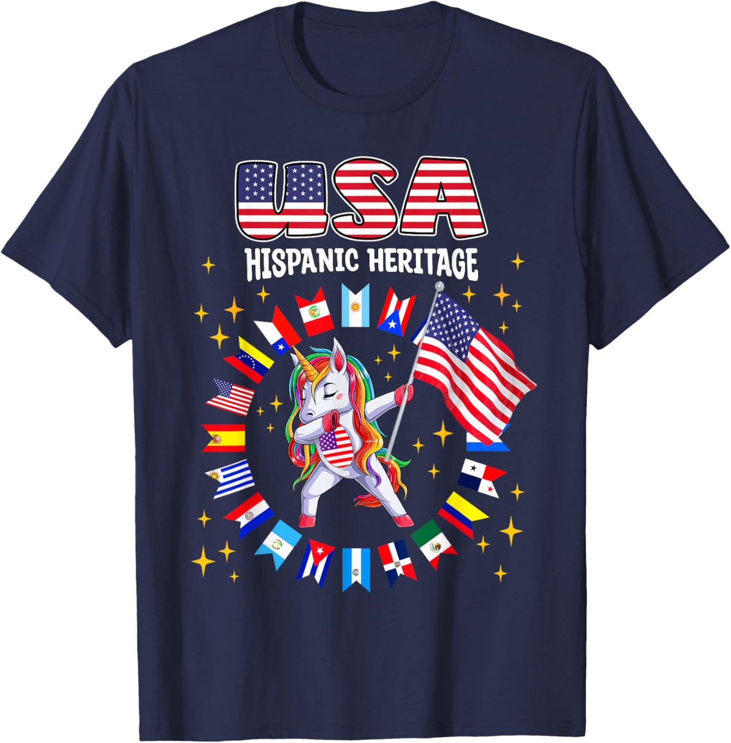 Hispanic Heritage Month USA flag kids boys girls toddler T-Shirt - T-Shirt | Navy