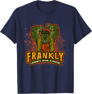 Frankenstein Halloween | Frankly I Don't Give A Fuck | Quote T-Shirt - T-Shirt | Navy