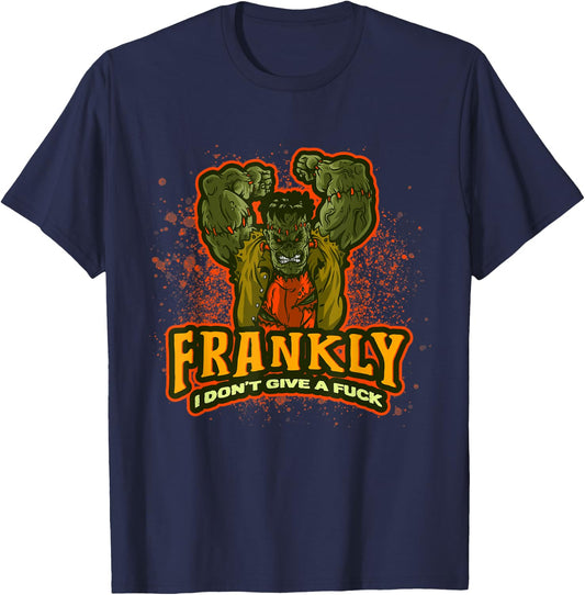 Frankenstein Halloween | Frankly I Don't Give A Fuck | Quote T-Shirt - T-Shirt | Navy