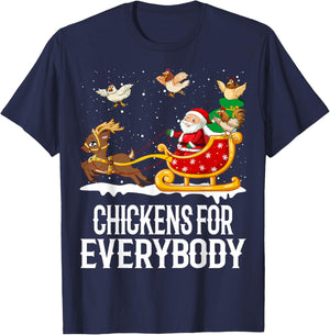 Chickens For Everybody Funny Christmas Chickens Women Santa T-Shirt - T-Shirt | Navy