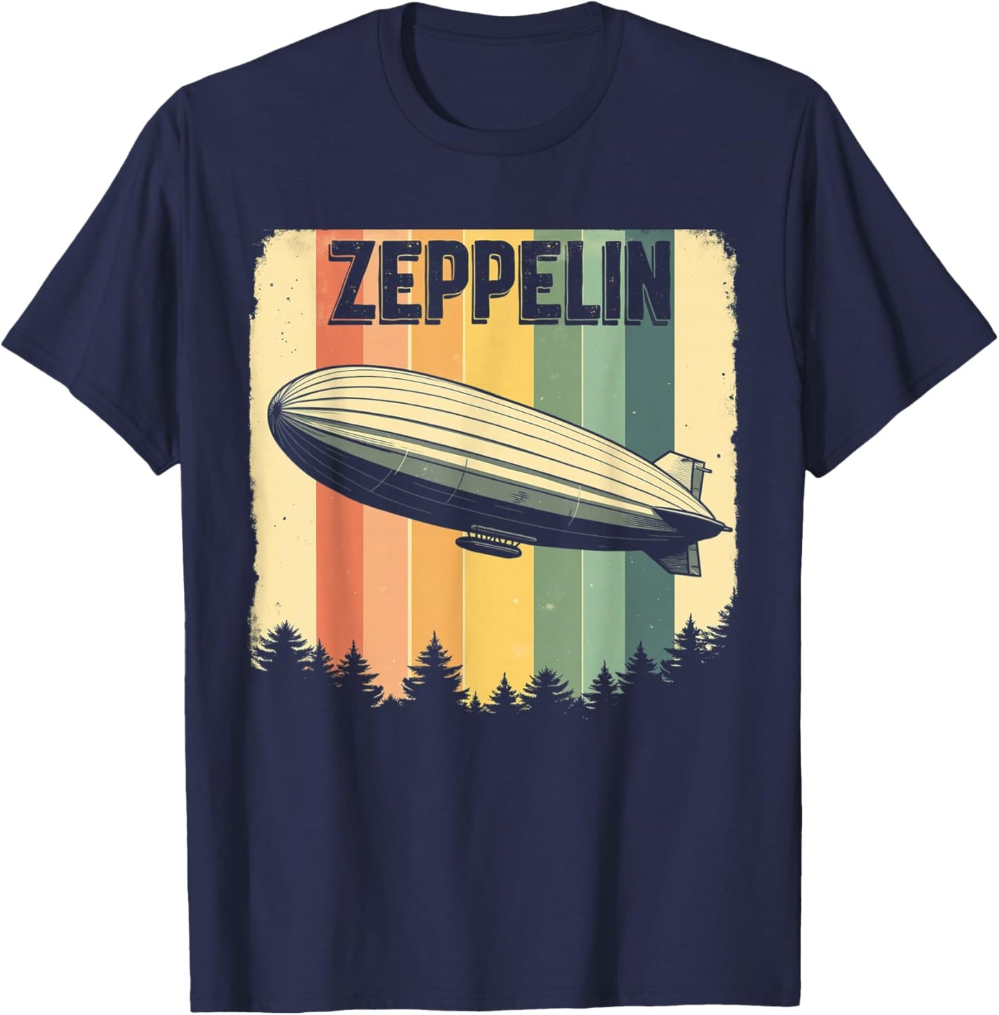 Zeppelin t Shirt Zepelin Vintage 70s 80s Dirigible Airship T-Shirt - T-Shirt | Navy