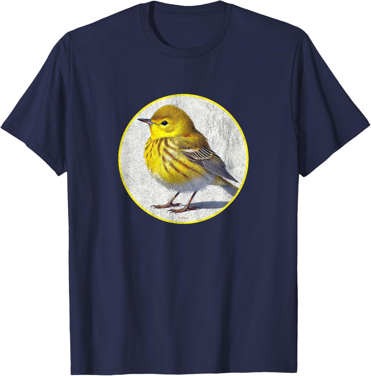Colorful Retro Yellow Warbler Bird Design T-Shirt - T-Shirt | Navy