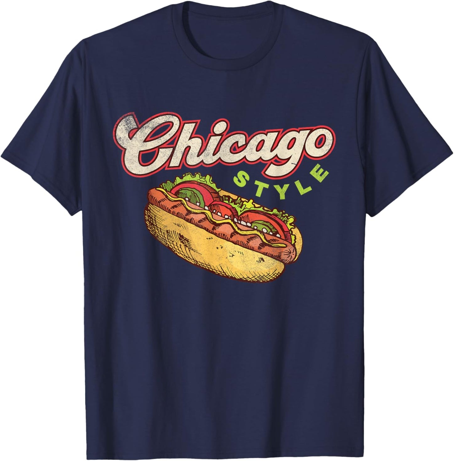 Chicago Hot Dog Hotdog Tourist Summer Souvenir Travel T-Shirt - T-Shirt | Navy