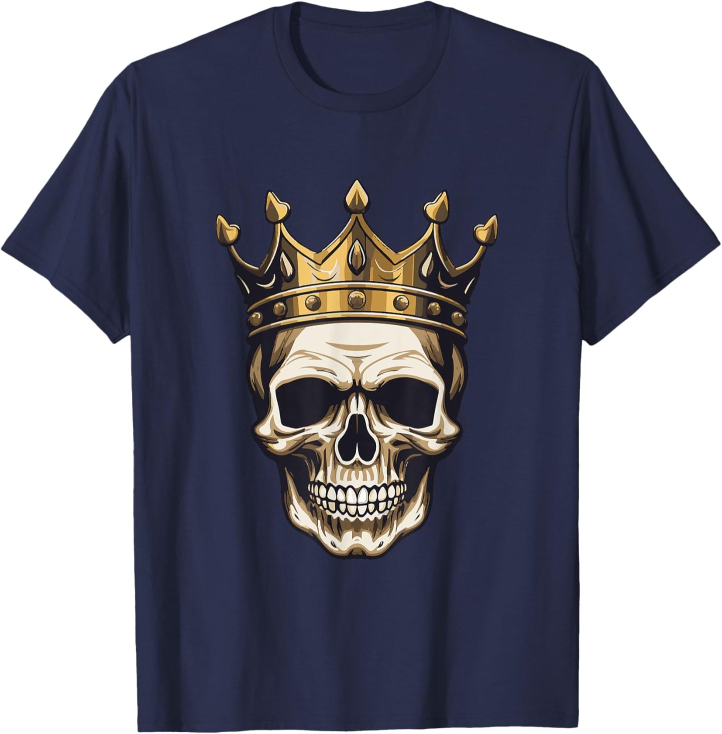 King Skull Crown | Portrait Colorful T-Shirt - T-Shirt | Navy