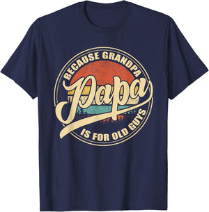 Papa because Grandpa is for old Guys Vintage Retro Sunset T-Shirt - T-Shirt | Navy