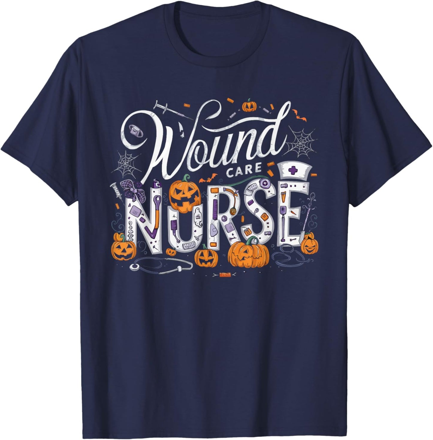 Halloween Wound Care Nurse Spooky Nursing Trick Or Treat T-Shirt - T-Shirt | Navy
