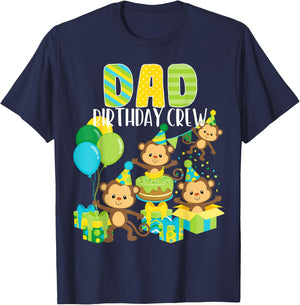 Birthday Monkey Dad Birthday Crew Bday Party Family Matching T-Shirt - T-Shirt | Navy