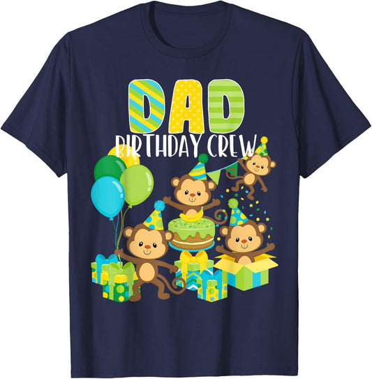 Birthday Monkey Dad Birthday Crew Bday Party Family Matching T-Shirt - T-Shirt | Navy