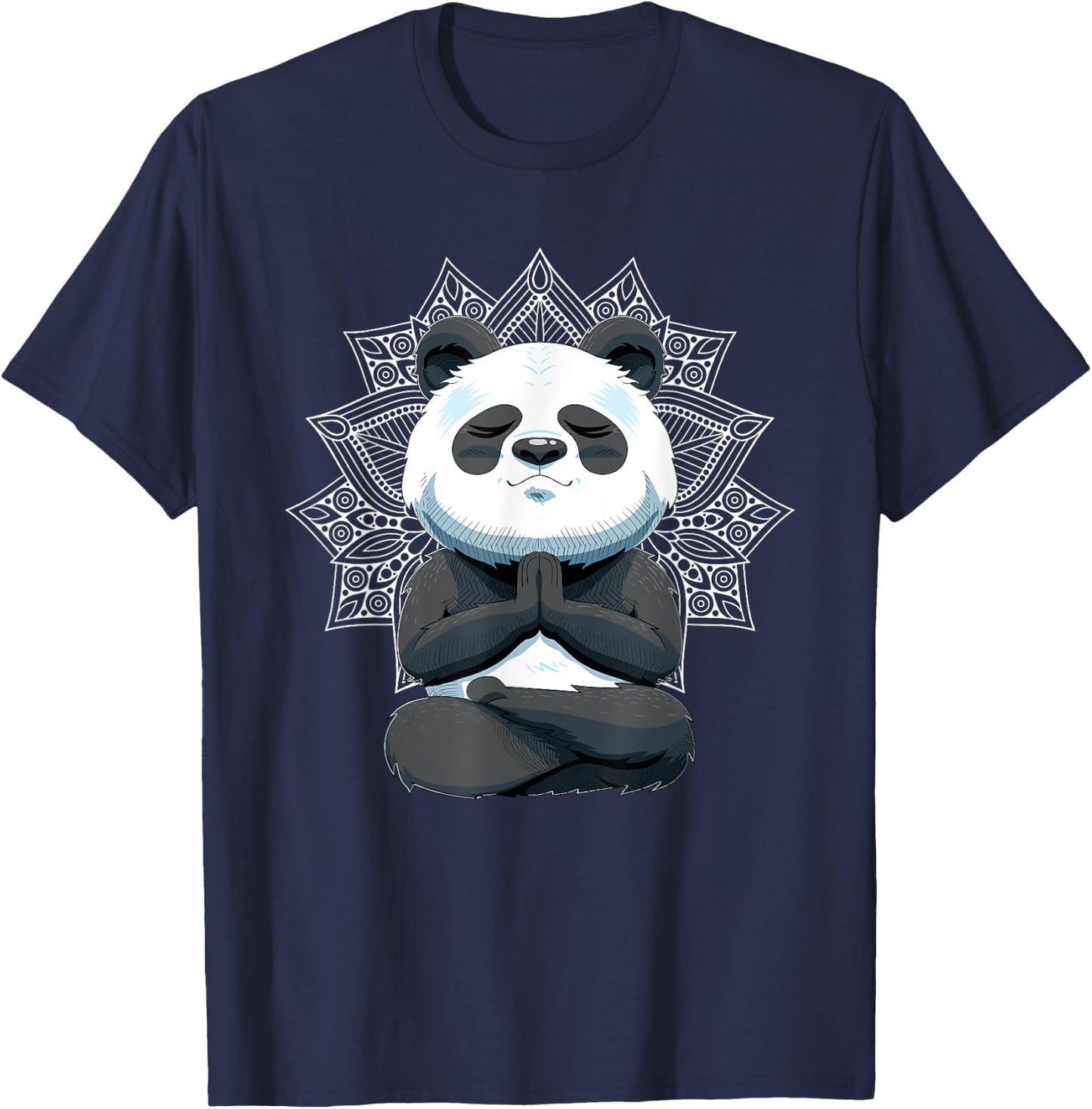 Meditating Panda Bear Yoga Pose T-Shirt - T-Shirt | Navy