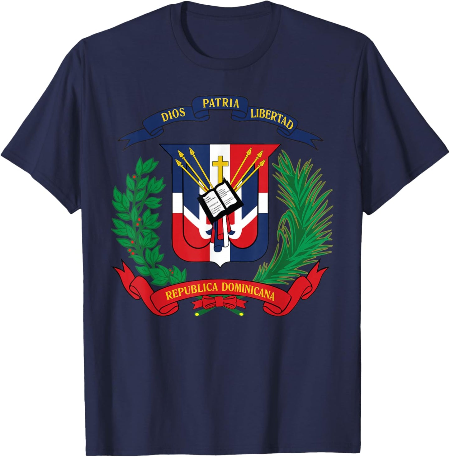Dominikanische Republik Wappen National Emblem T-Shirt - T-Shirt | Navy