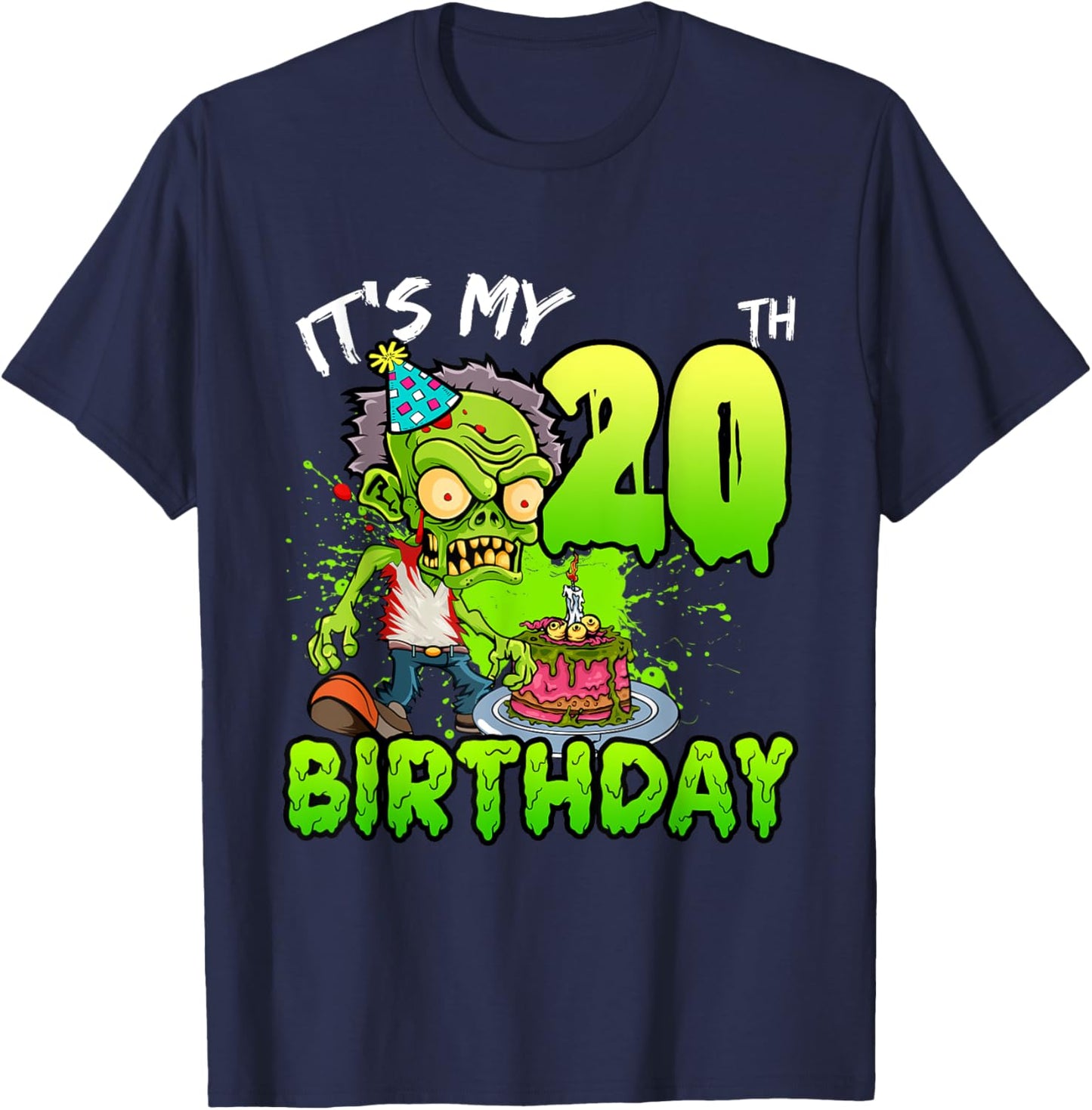It's My 20th Birthday Zombie Lover 20 Year Old Boys Girls T-Shirt - T-Shirt | Navy
