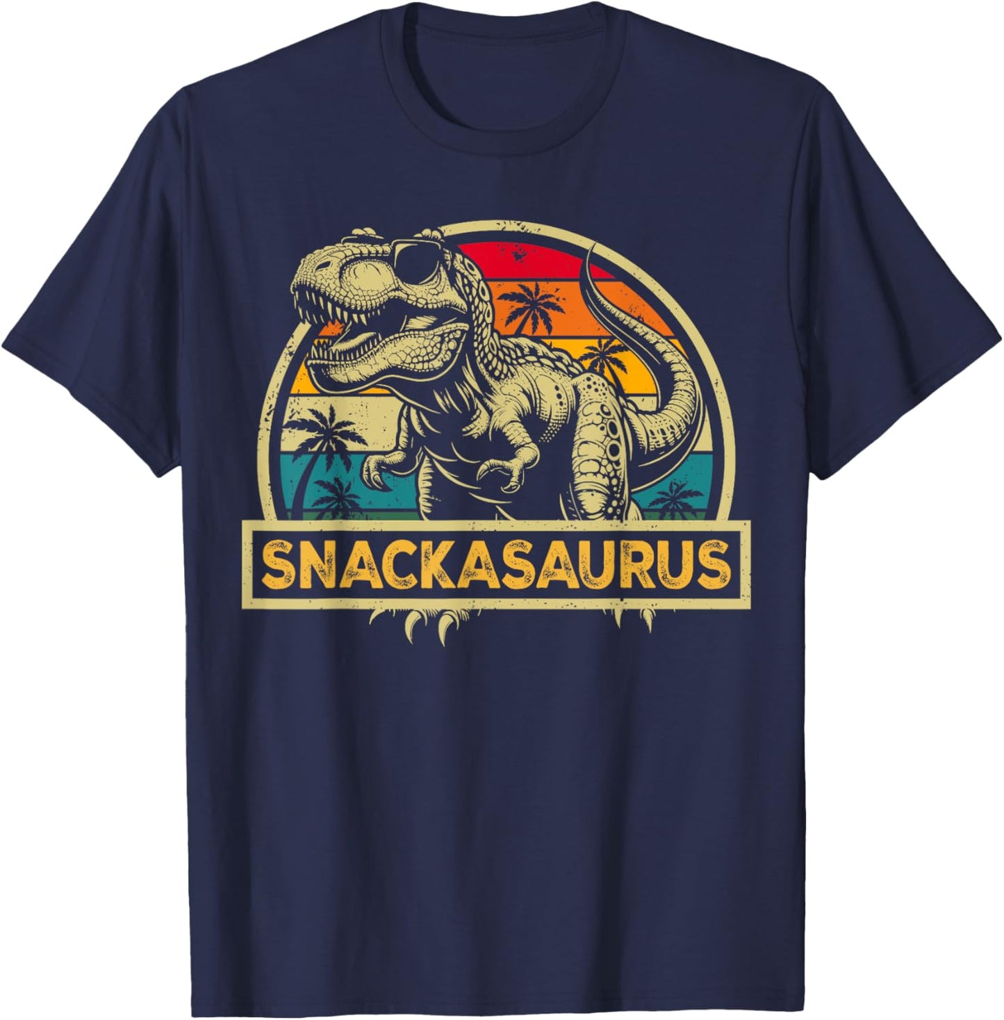 Snackasaurus T Rex Dinosaur Snack a Saurus Family Matching T-Shirt - T-Shirt | Navy