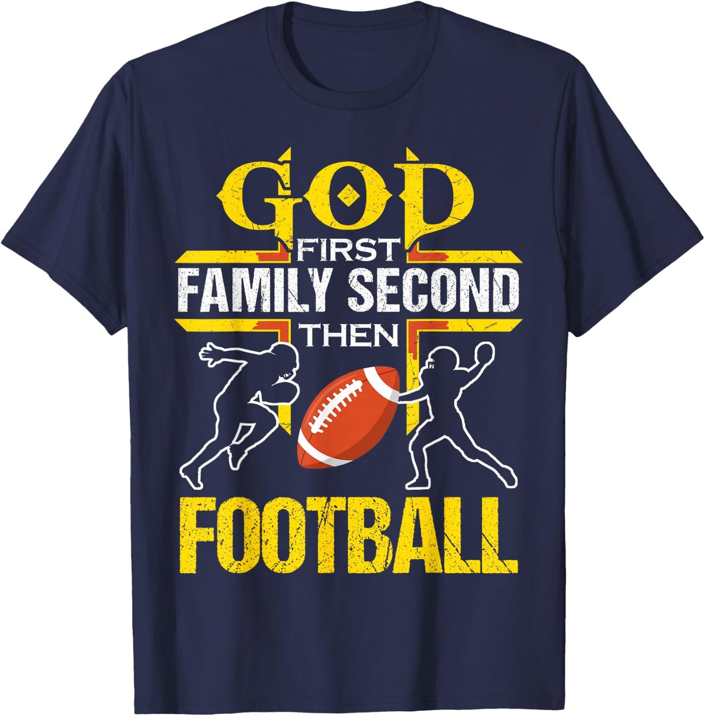 God First Family Second Then Football women T-Shirt - T-Shirt | Navy