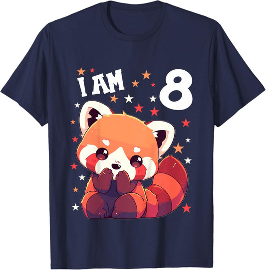 8 Years old 8 birthday Red Pandas Boy Girl Red Panda T-Shirt - T-Shirt | Navy