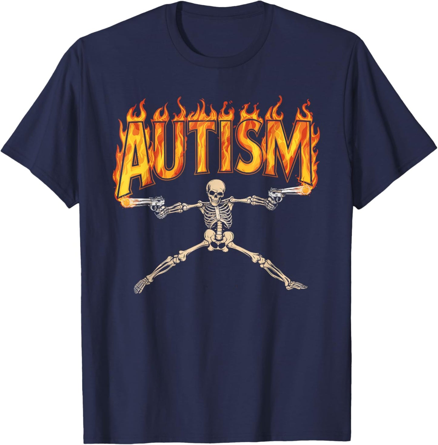Autism Awareness Autism Skeleton Meme T-Shirt - T-Shirt | Navy