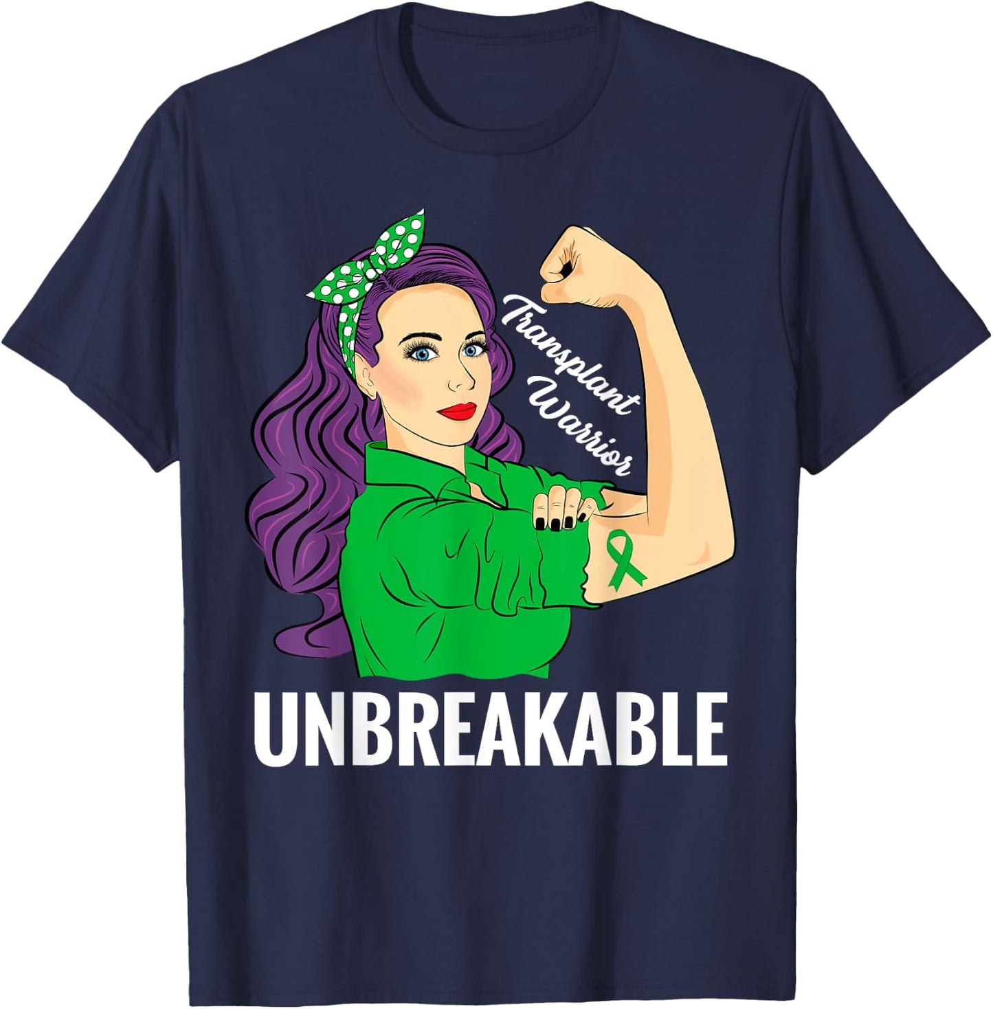 Transplant Warrior Unbreakable Organ Donor Awareness T-Shirt - T-Shirt | Navy
