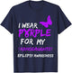 Epilepsy I Wear Purple For My Granddaughter Ribbon T-Shirt - T-Shirt | Navy