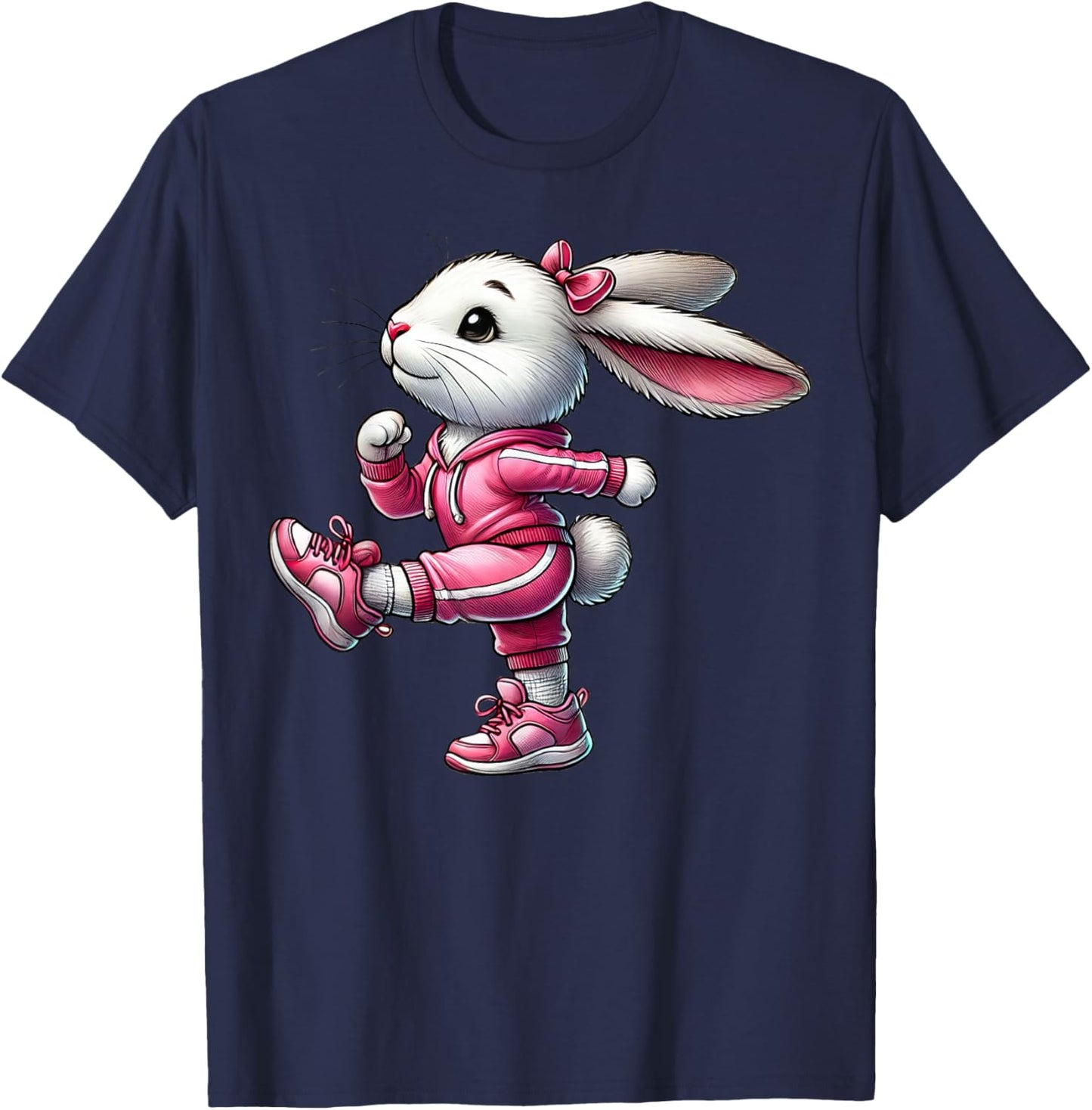 Easter Bunny Exercising Gym Fitness Workout Training T-Shirt - T-Shirt | Navy