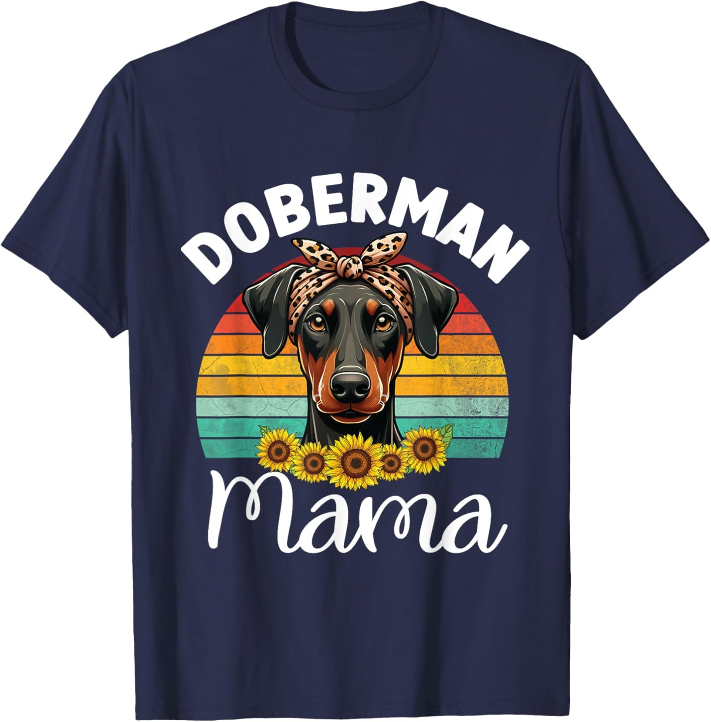 Vintage Doberman Pinscher Mama Retro Dog Lovers Mother's Day T-Shirt - T-Shirt | Navy